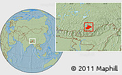 Savanna Style Location Map of Comai, hill shading