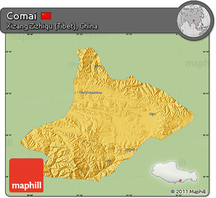 Savanna Style Map of Comai, single color outside