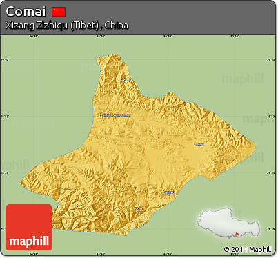 Savanna Style Map of Comai, single color outside