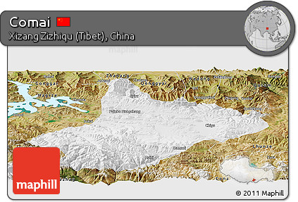 Physical Panoramic Map of Comai, satellite outside