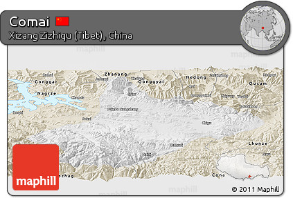 Physical Panoramic Map of Comai, shaded relief outside