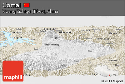 Physical Panoramic Map of Comai, shaded relief outside