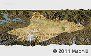 Satellite Panoramic Map of Comai, darken
