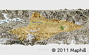 Satellite Panoramic Map of Comai, semi-desaturated
