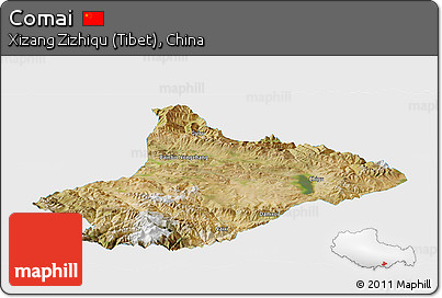 Satellite Panoramic Map of Comai, single color outside