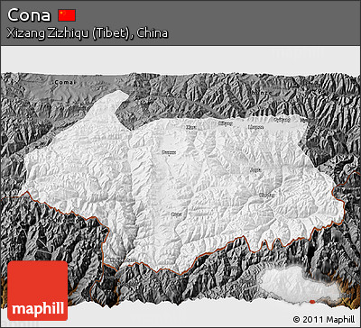 Physical 3D Map of Cona, darken