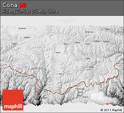 Physical 3D Map of Cona, desaturated