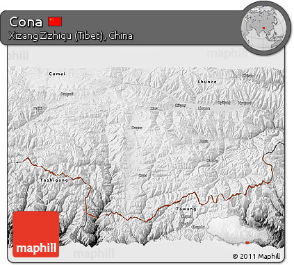Physical 3D Map of Cona, desaturated
