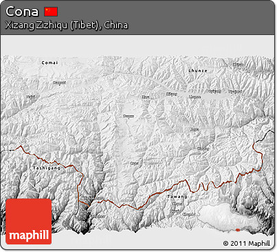 Physical 3D Map of Cona, desaturated