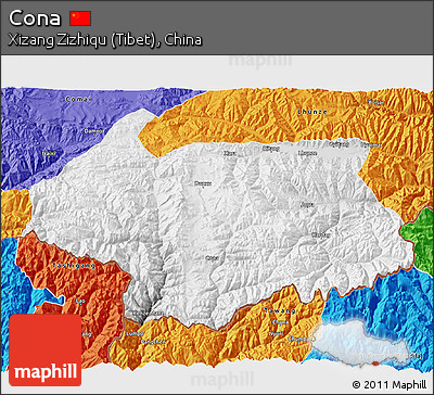 Physical 3D Map of Cona, political outside