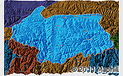 Political 3D Map of Cona, darken