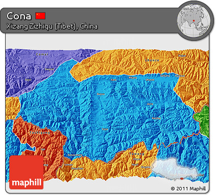 Political 3D Map of Cona