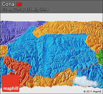 Political 3D Map of Cona