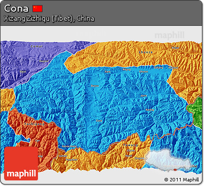 Political 3D Map of Cona