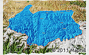 Political 3D Map of Cona, satellite outside