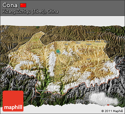 Satellite 3D Map of Cona, darken