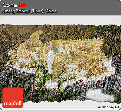 Satellite 3D Map of Cona, darken
