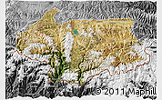 Satellite 3D Map of Cona, desaturated