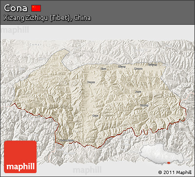 Shaded Relief 3D Map of Cona, lighten