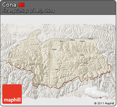 Shaded Relief 3D Map of Cona, lighten