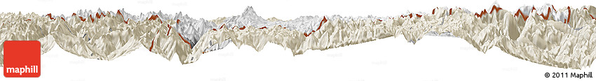 Physical Horizon Map of Cona, shaded relief outside