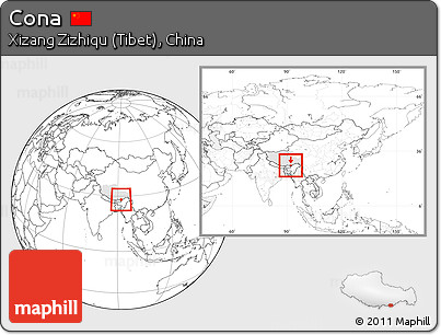 Blank Location Map of Cona, highlighted parent region, within the entire country