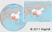 Gray Location Map of Cona, highlighted country, within the entire country