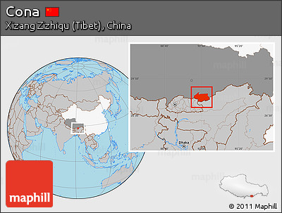 Gray Location Map of Cona, highlighted country, highlighted parent region