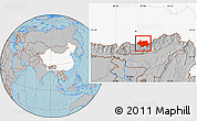 Gray Location Map of Cona, highlighted country, hill shading