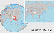 Gray Location Map of Cona, highlighted parent region, within the entire country