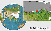 Satellite Location Map of Cona, highlighted country, highlighted parent region