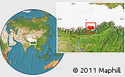 Satellite Location Map of Cona, highlighted parent region