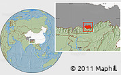 Savanna Style Location Map of Cona, highlighted country, highlighted parent region, hill shading