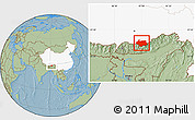 Savanna Style Location Map of Cona, highlighted country, hill shading