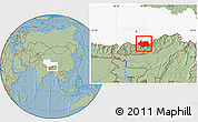 Savanna Style Location Map of Cona, highlighted parent region, hill shading