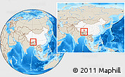 Shaded Relief Location Map of Cona, highlighted country, within the entire country