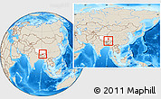 Shaded Relief Location Map of Cona, highlighted parent region, within the entire country