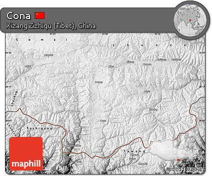 Physical Map of Cona, desaturated