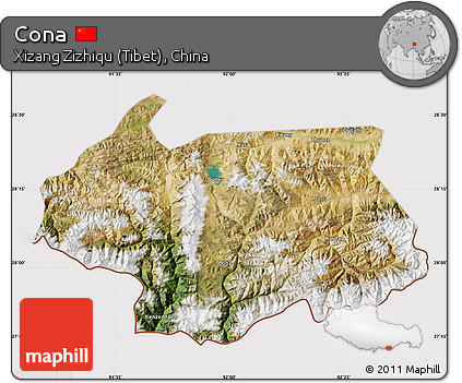 Satellite Map of Cona, cropped outside