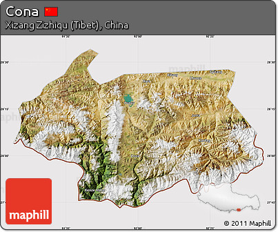 Satellite Map of Cona, cropped outside