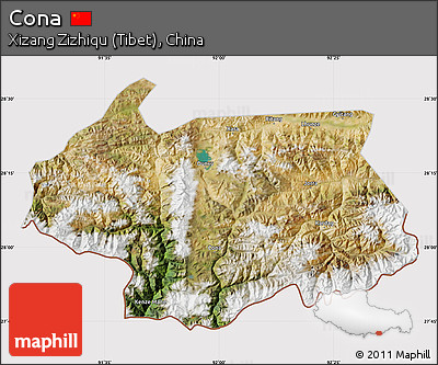 Satellite Map of Cona, cropped outside