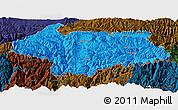 Political Panoramic Map of Cona, darken