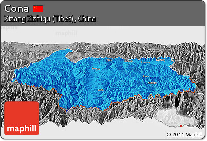 Political Panoramic Map of Cona, desaturated