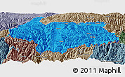 Political Panoramic Map of Cona, semi-desaturated