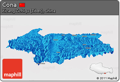 Political Panoramic Map of Cona, single color outside