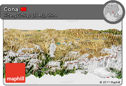 Satellite Panoramic Map of Cona