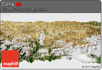 Satellite Panoramic Map of Cona