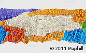 Shaded Relief Panoramic Map of Cona, political outside