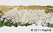 Shaded Relief Panoramic Map of Cona, satellite outside