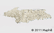 Shaded Relief Panoramic Map of Cona, single color outside